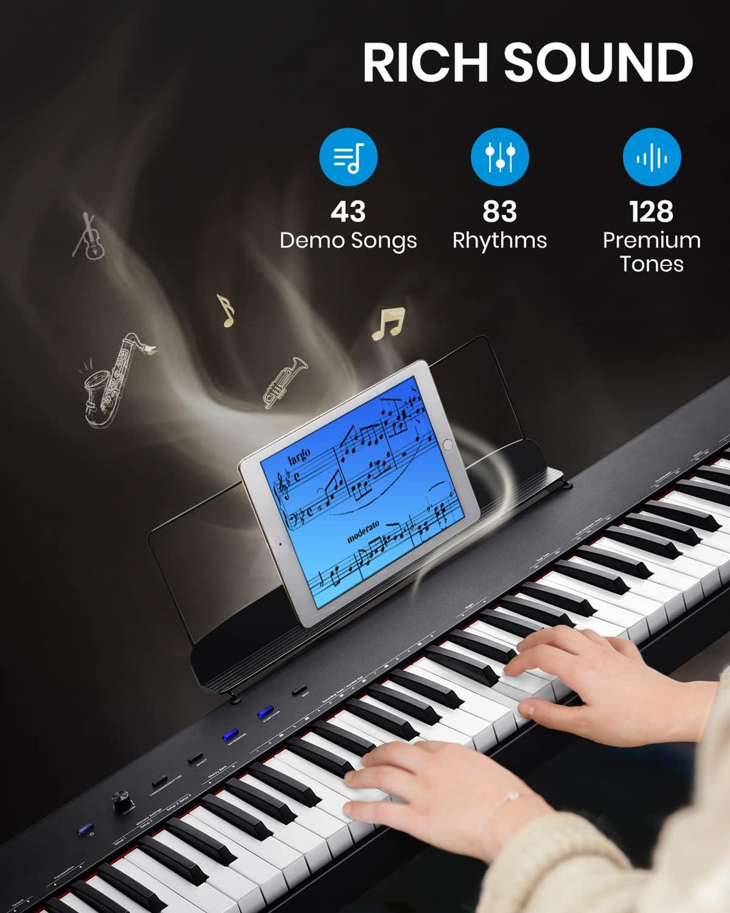 88-Key Semi-Weighted Digital Piano with Sustain Pedal M578535
