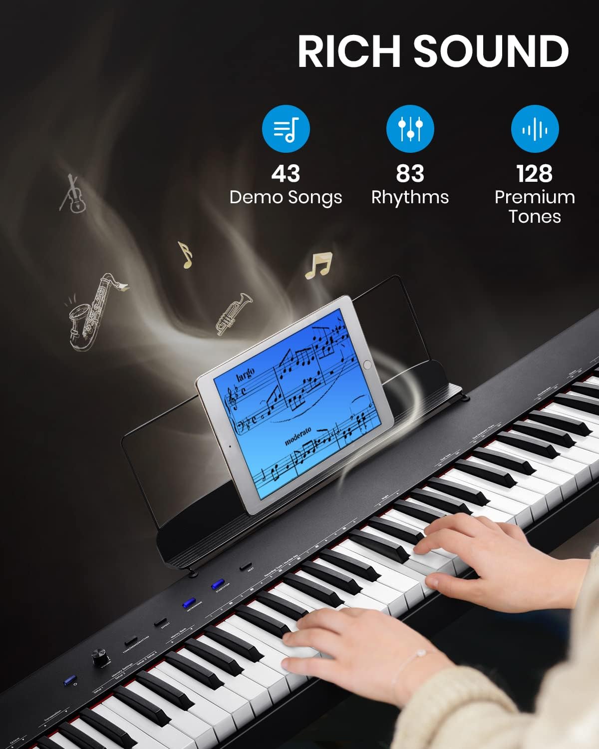 88-Key Semi-Weighted Digital Piano with Sustain Pedal M578535