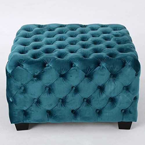 Dark Teal Velvet Ottoman Y968934