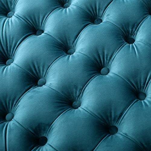 Dark Teal Velvet Ottoman Y968934