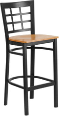 Black Metal Barstool with Natural Wood Seat T20924