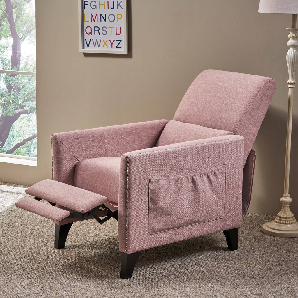Light Blush Fabric Push Back Recliner U726