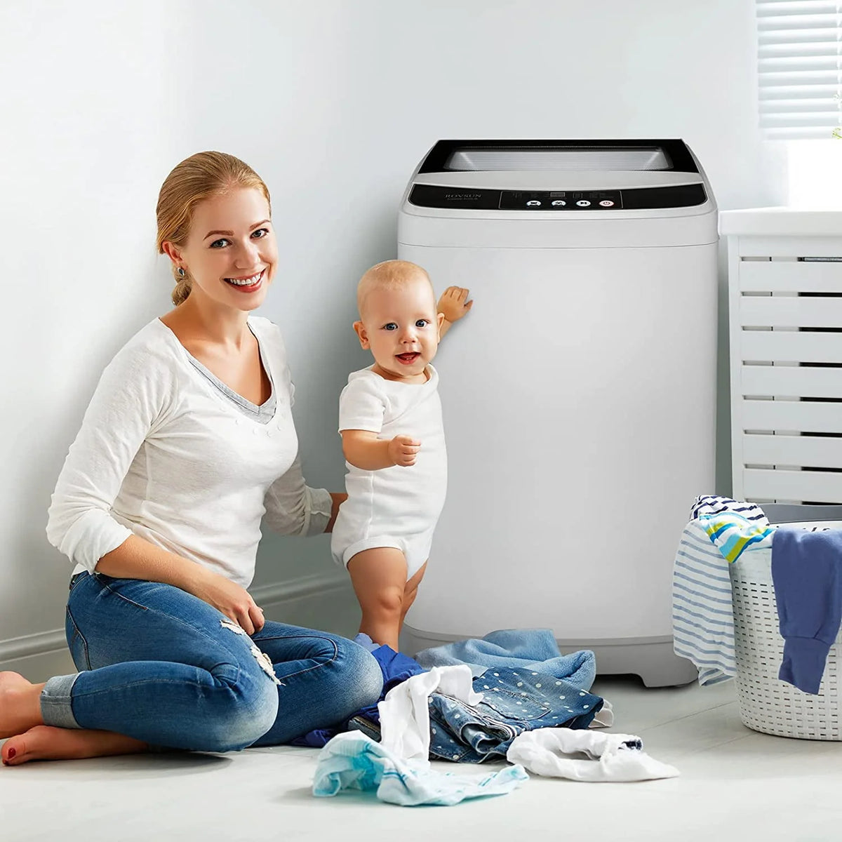 13lbs 1.32cu.ft Compact Automatic Washing Machine with Drain Pump N395