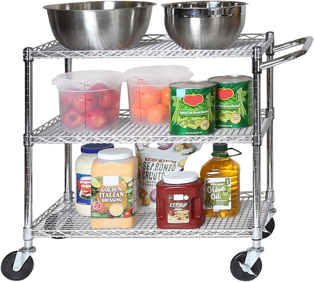 Chrome 3-Tier Utility Storage Cart F72733