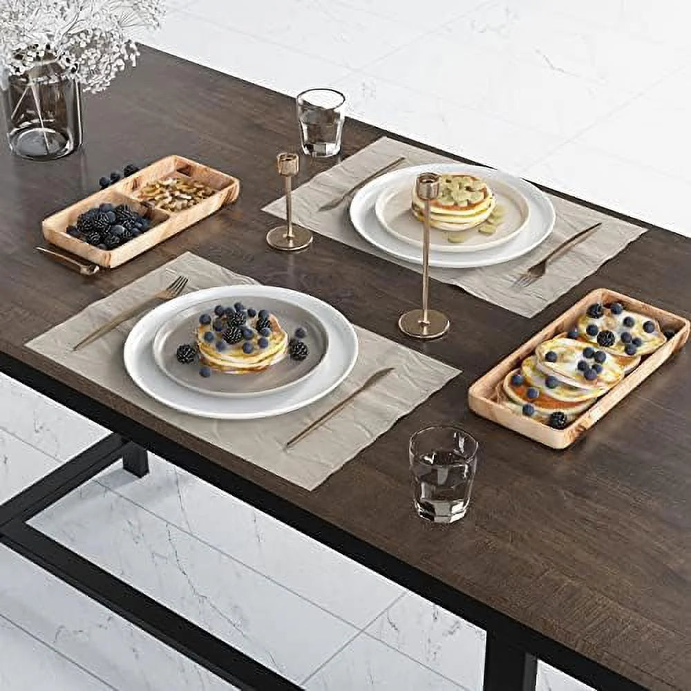 3-Piece Rustic Wood Dining Table Set with Benches A70649