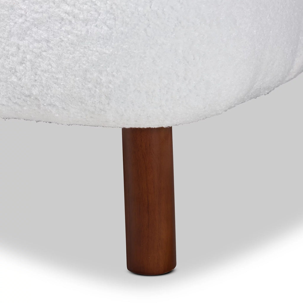 White Boucle Upholstered Wood Accent Chair Z169949