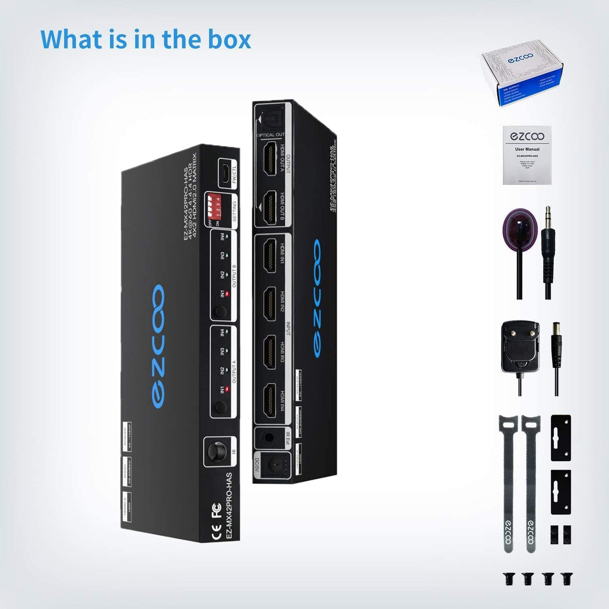 HDMI Matrix 4 In 2 Out 4K 60Hz HDR 10 SPDIF 5.1CH Audio Extractor G303