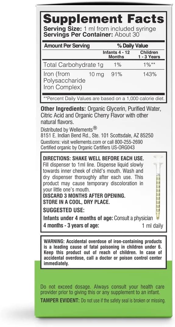 Organic Iron Drops for Babies, Cherry Flavor, 1 Fl Oz P463736