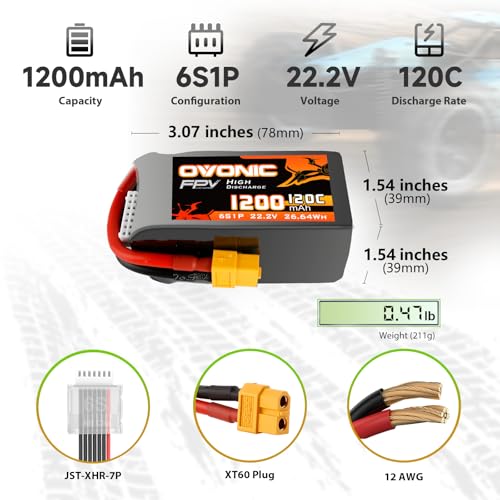 6s 120C 1600mAh 22.2V Lipo Battery with XT60 Connector O143522