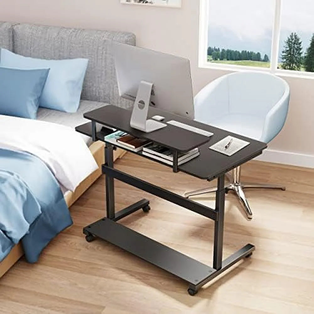 Height Adjustable Standing Desk with Monitor Shelf Black C720