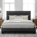 King Fabric Upholstered Platform Bed Frame with Wooden Slats U4253
