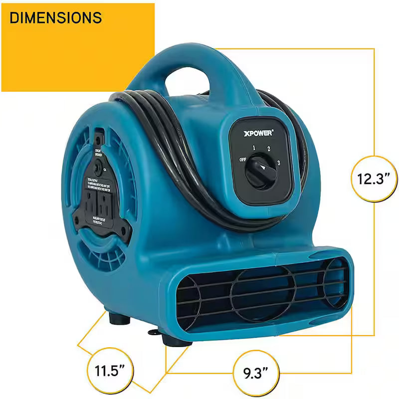 600 CFM 3-Speed Air Mover Utility Blower Fan F5580