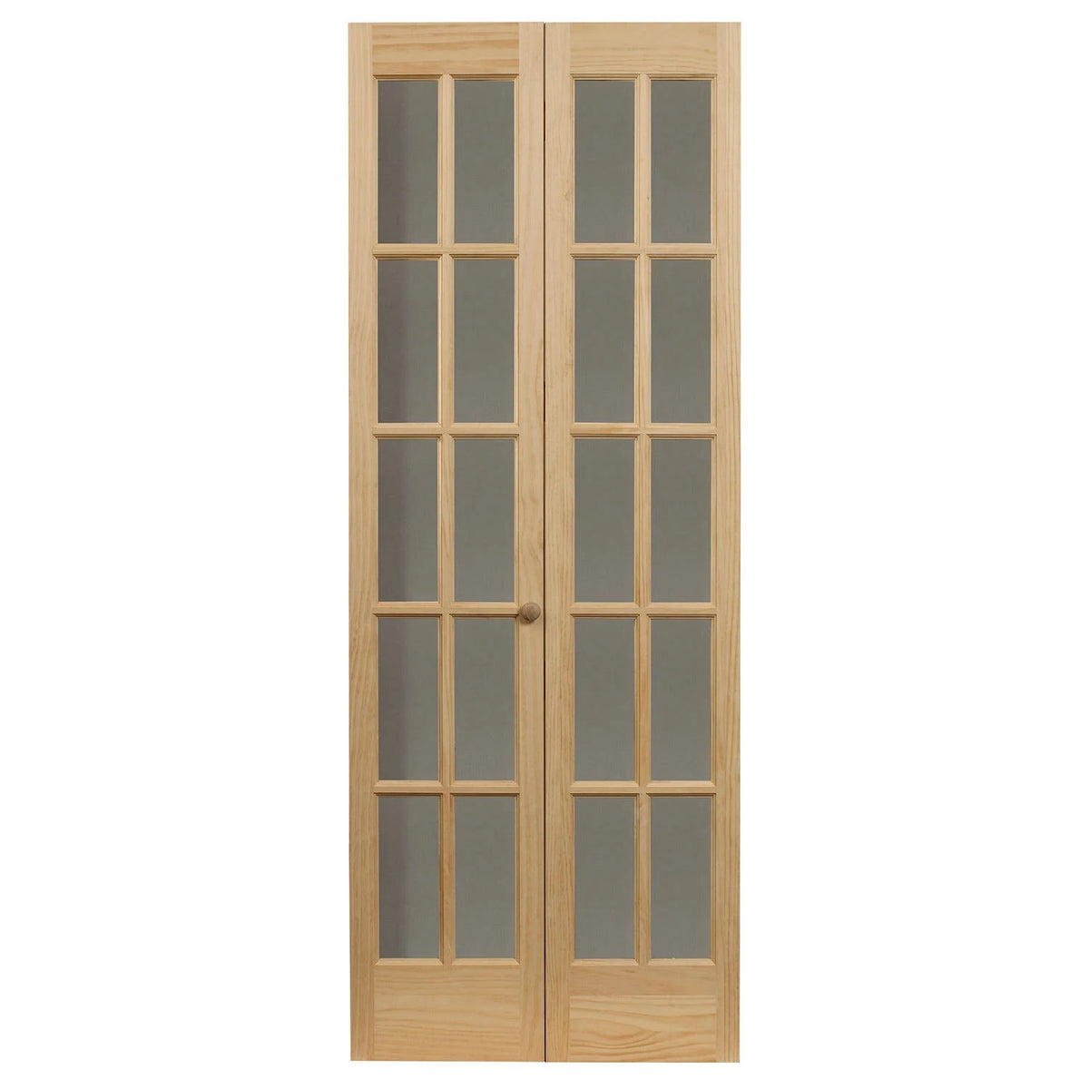 Traditional Divided Glass Unfinished Wood Bifold Door, 24x80.5, Brown Y147