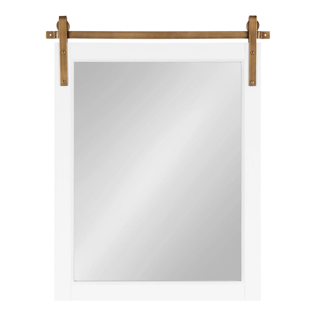 White and Antique Gold Wood Framed Wall Mirror R49056