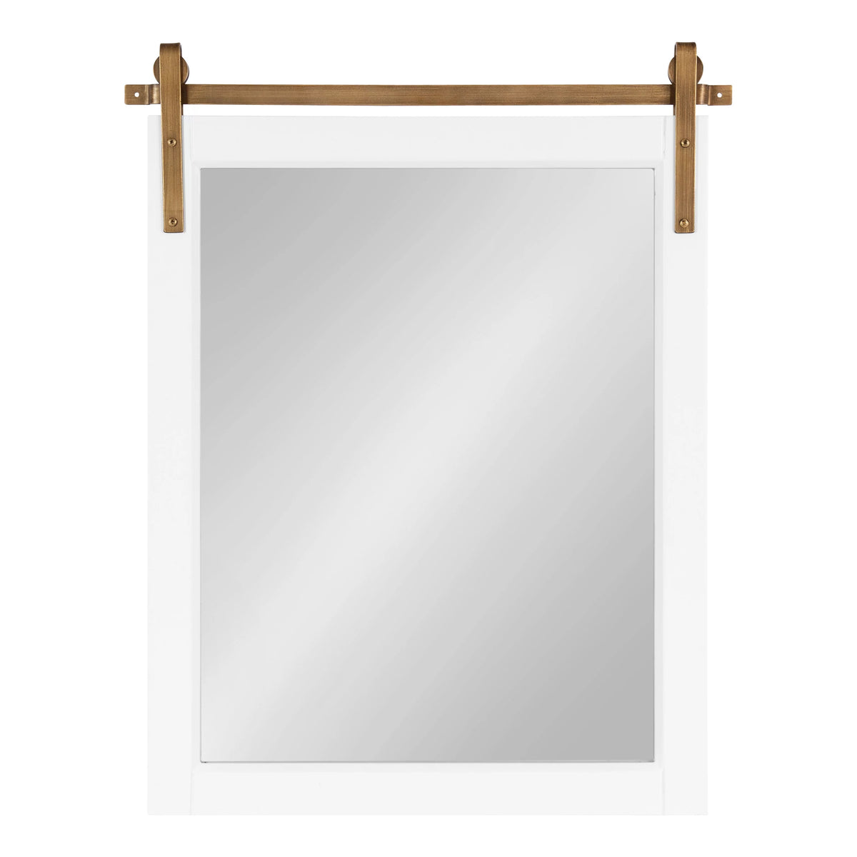 White and Antique Gold Wood Framed Wall Mirror R49056