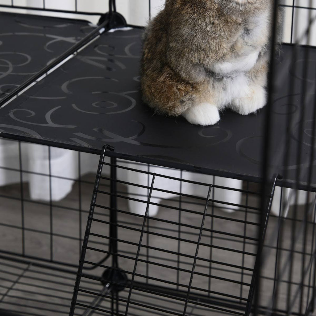 Black Steel Pet Playpen with Trays Z80721
