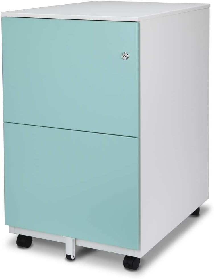 White 2-Drawer Metal File Cabinet with Lock X6489