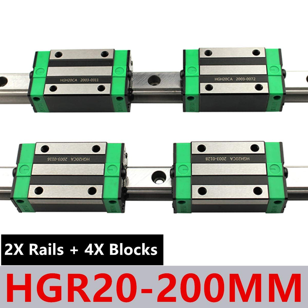Linear Rail 2X HGR20-1000mm Slide Guideway + 4X HGH20CA Bearing Block Carriage for DIY CNC Y26068