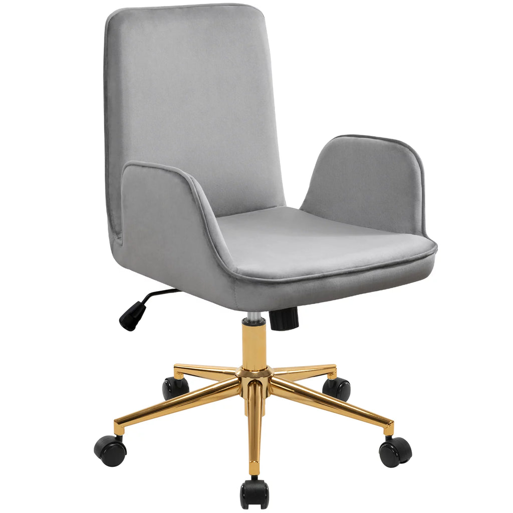 Grey Velvet Upholstered Desk Chair F6897