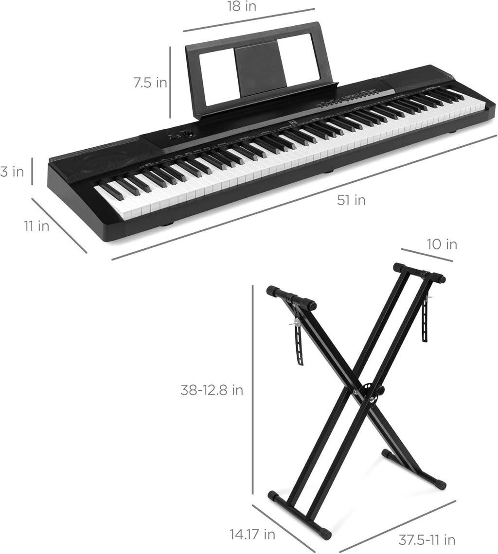 88-Key Full Size Digital Piano Keyboard Set with Semi-Weighted Keys, Stand, Sustain Pedal, Built-In Speakers, Power Supply D52517