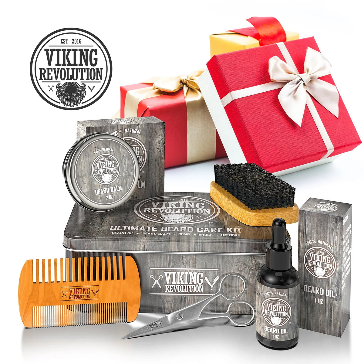 Beard Care Kit with Beard Balm, Beard Oil, Scissors Y655621