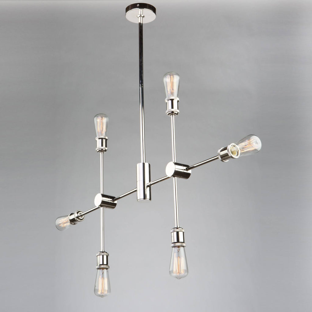 Matte Black Satin Brass 6 Light Chandelier Q996
