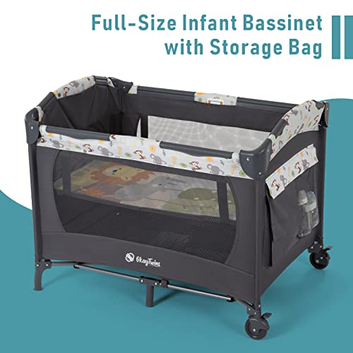 Light Gray Twin Bassinet & Playard with 2 Removable Portable Bassinets F5148