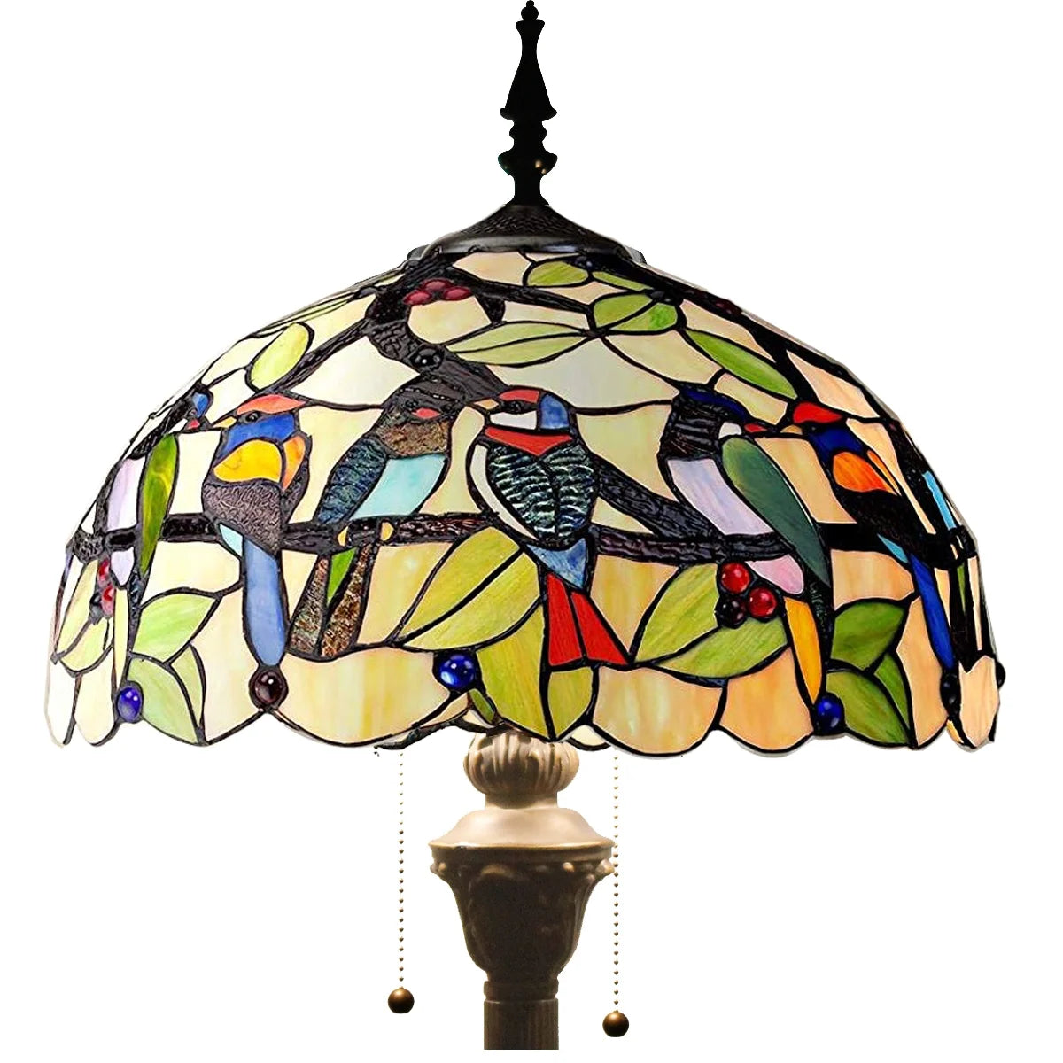 Bronze Floor Lamp with Stained Glass Shade G61077