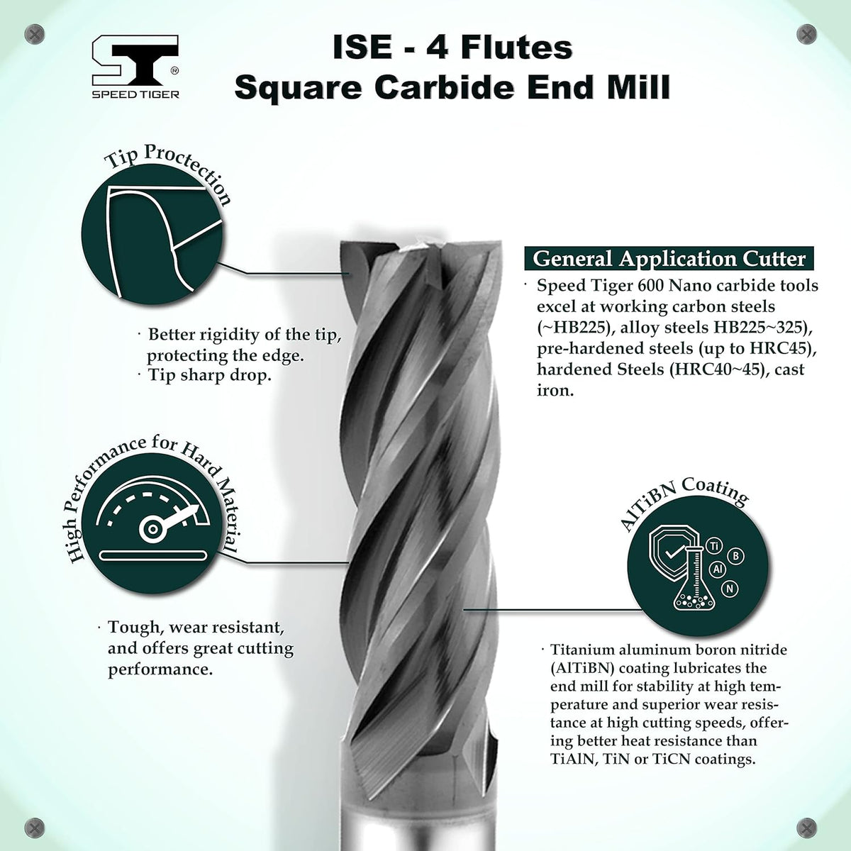 Carbide Square End Mill 4 Flute 5/16 5 Pieces X592869