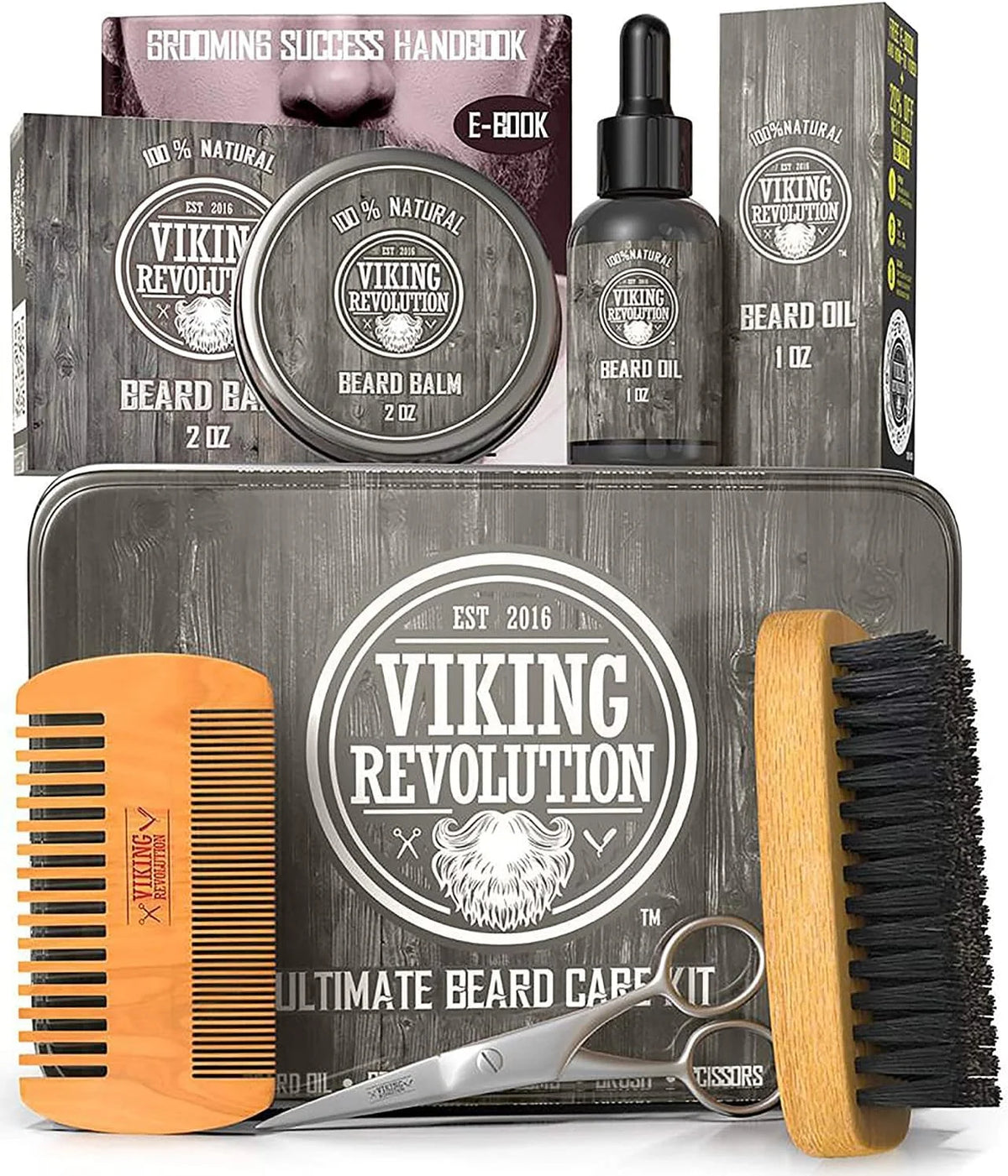 Beard Care Kit with Beard Balm, Beard Oil, Scissors Y655621