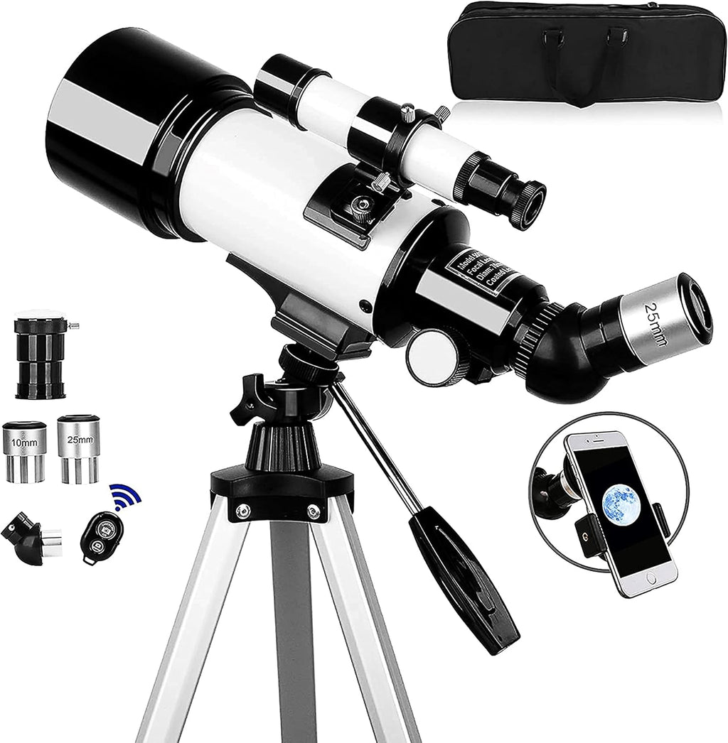 70mm Aperture 400mm AZ Mount Refracting Telescope with Phone Adapter and Wireless Remote J8240