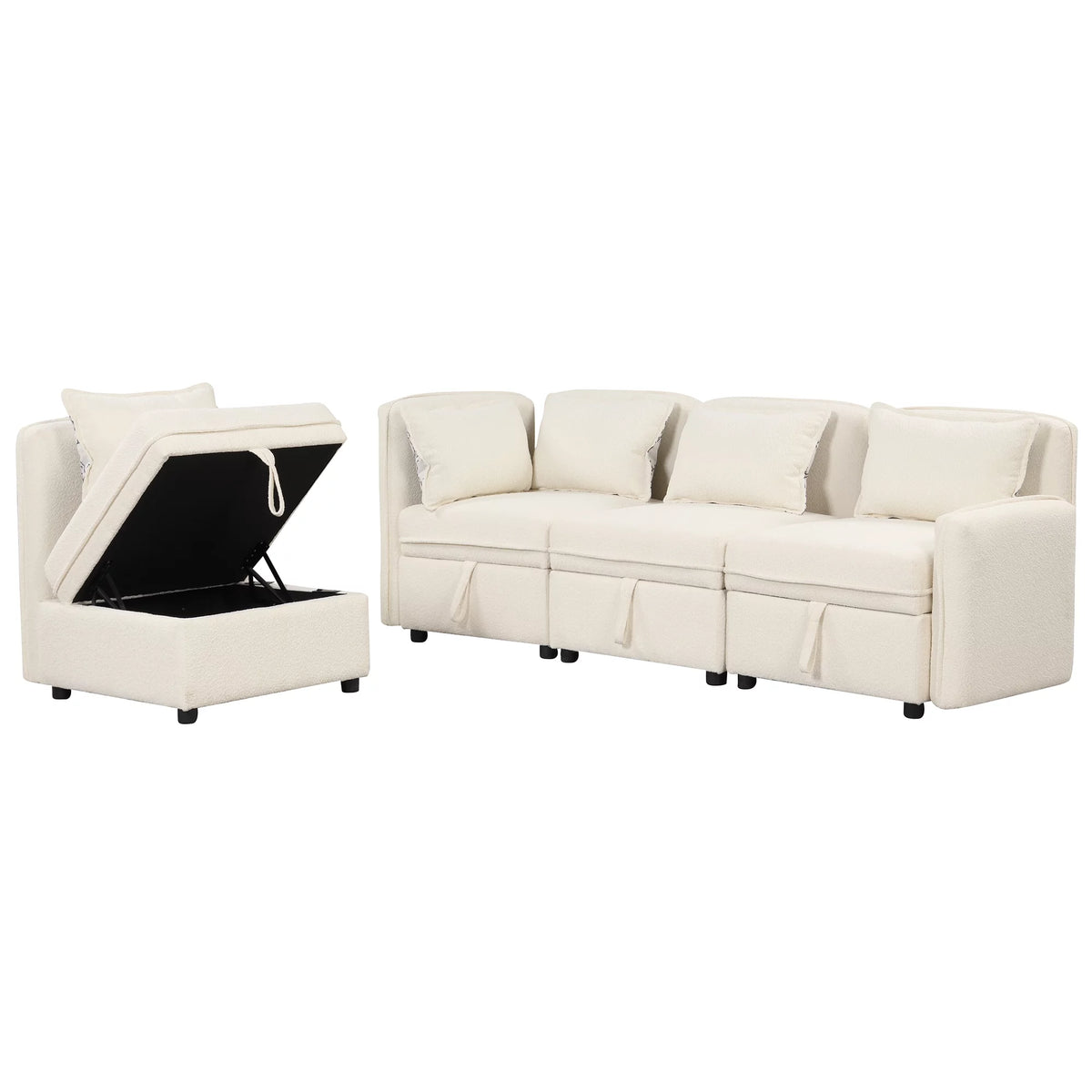 Oversized Chenille Sectional Sofa with Storage S465570