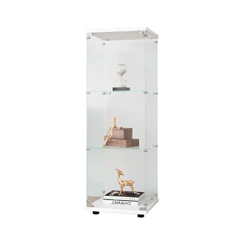 White 3 Shelves Glass Display Cabinet U15844