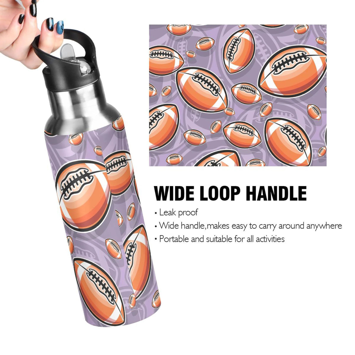 20 oz Insulated Stainless Steel Water Bottle with Straw Lid D77614