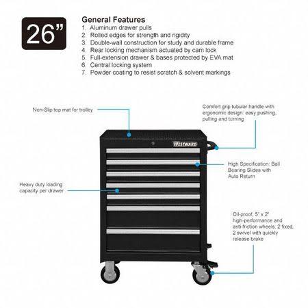Black 7 Drawer Rolling Cabinet W834
