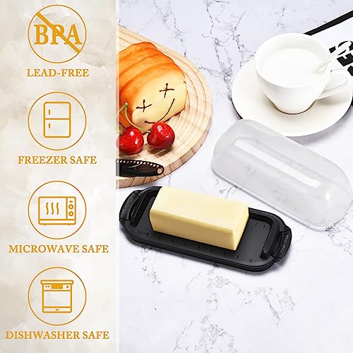Butter Dish with Lid, Airtight Plastic Butter Keeper Tray H283