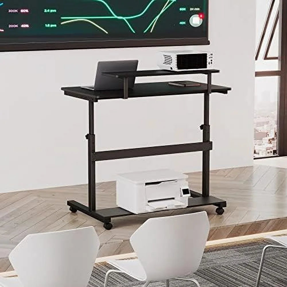 Height Adjustable Standing Desk with Monitor Shelf Black C720