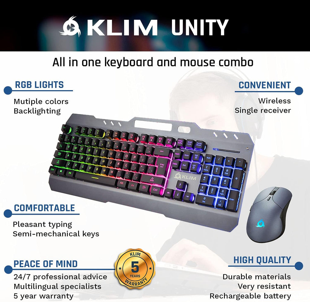 Wireless Keyboard and Mouse Set with Backlit Gaming Keyboard X431