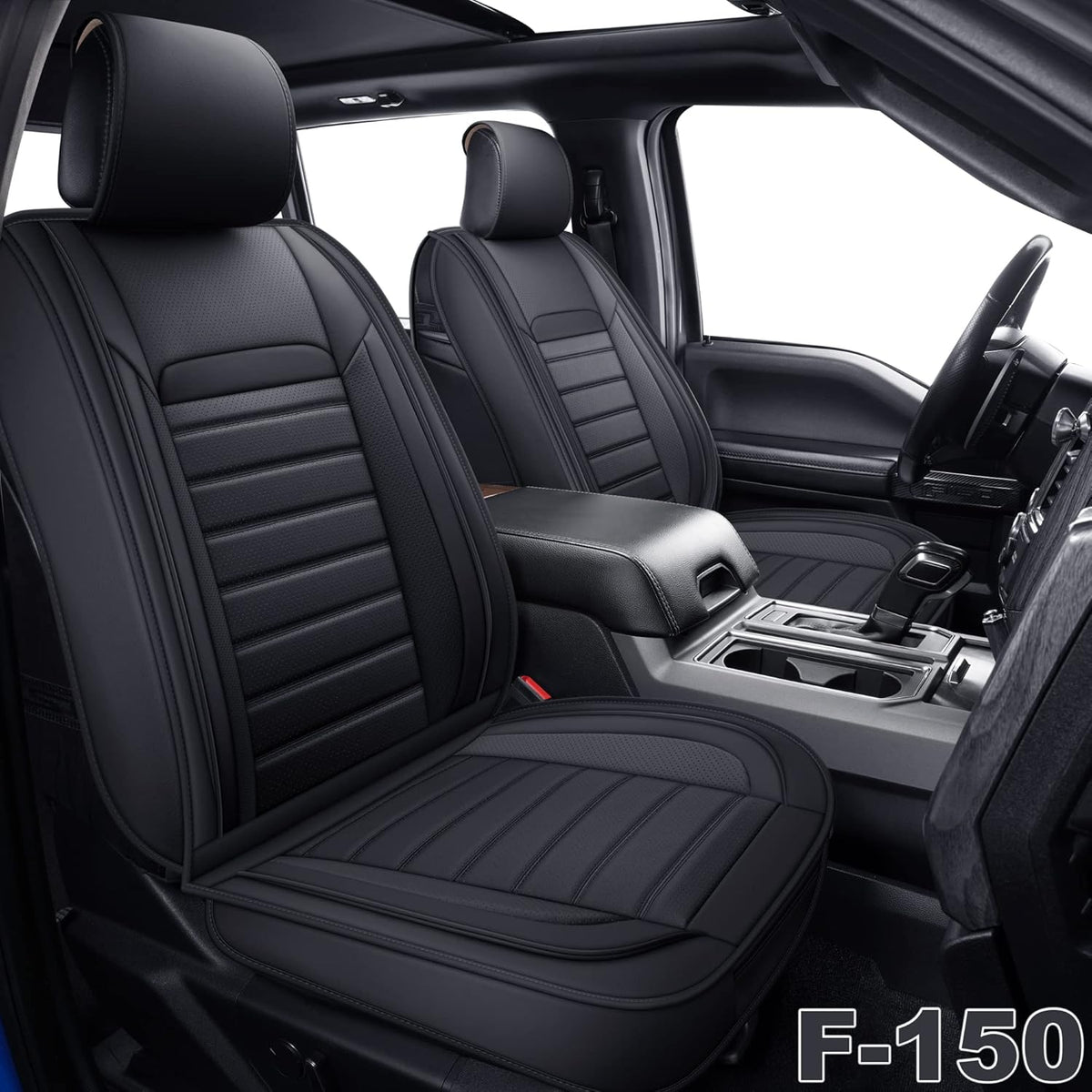 Gray Faux Leather Full Set Pickup Truck Seat Covers E45451