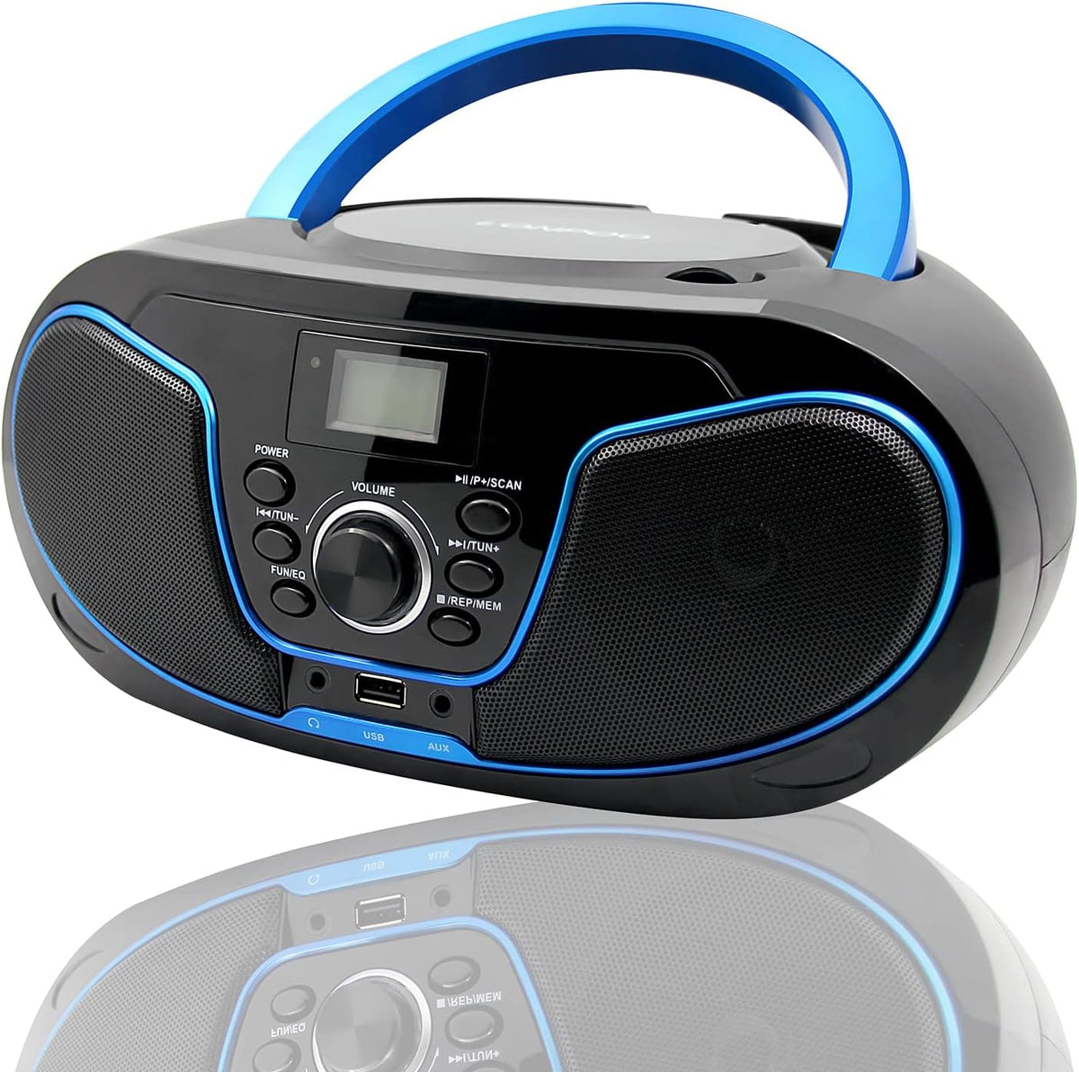 Stereo CD Boombox with Bluetooth, FM Radio, USB Playback, AUX Input, Pack of 2 Z651723