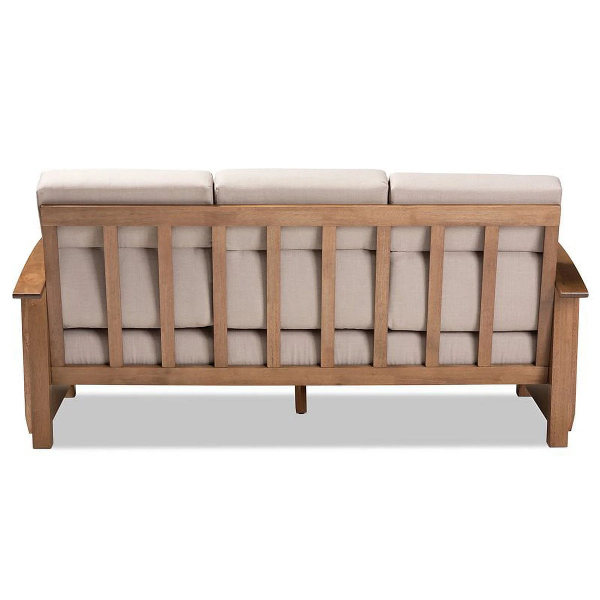 Modern Wood Fabric 3-Seater Sofa in Taupe Walnut Brown J2310