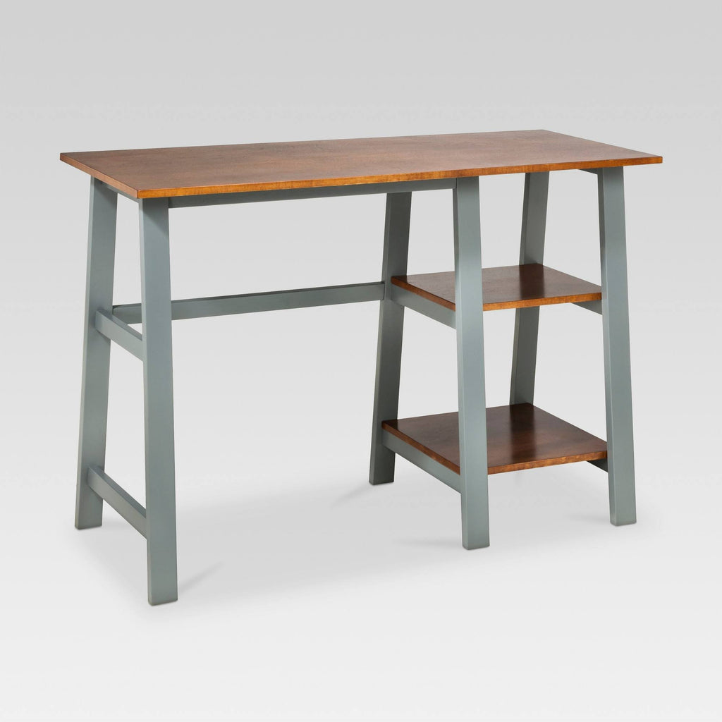 Trestle Wood Writing Desk with Storage B23953