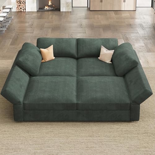 Beige Corduroy Modular Sectional Sofa with Storage K425