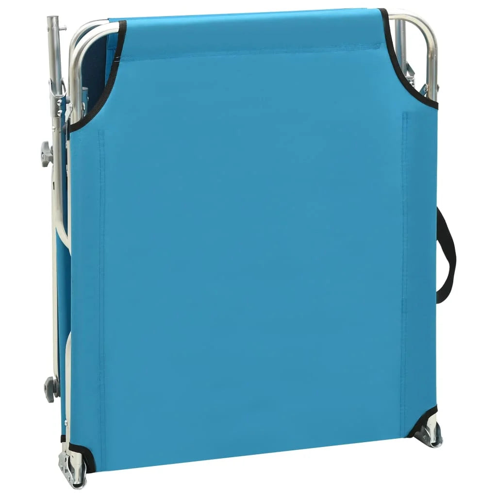 Folding Sun Lounger with Canopy Steel Turquoise and Blue J304714