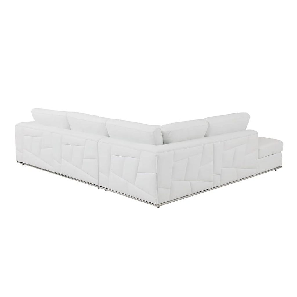 White Italian Top Grain Leather Sectional L6404