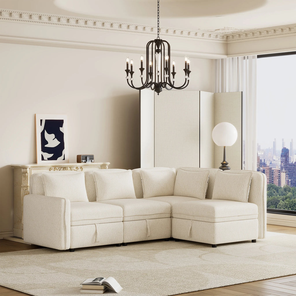 Oversized Chenille Sectional Sofa with Storage S465570