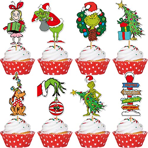 48Pcs Christmas Cupcake Toppers & Cake Decorations B366410