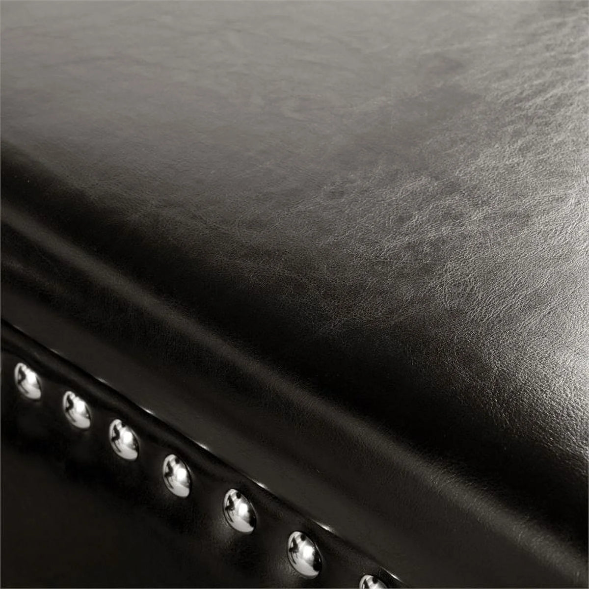 Espresso Faux Leather Storage Bench with Nailhead Trim B1717
