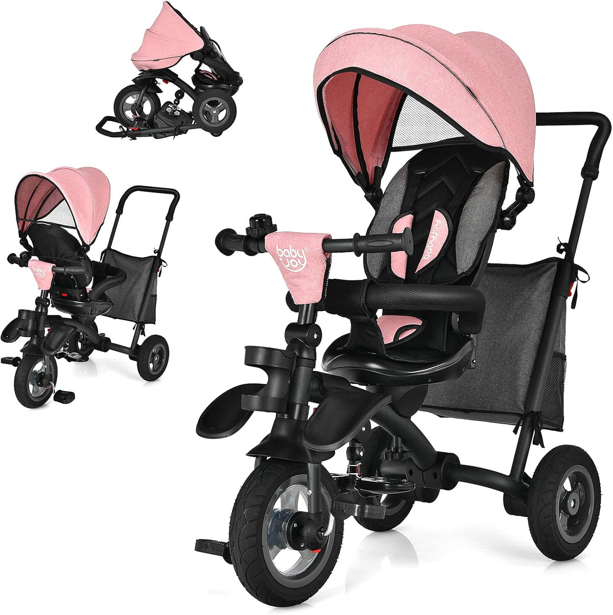 7 in 1 Folding Toddler Tricycle with Rotatable Seat (Blue) M247