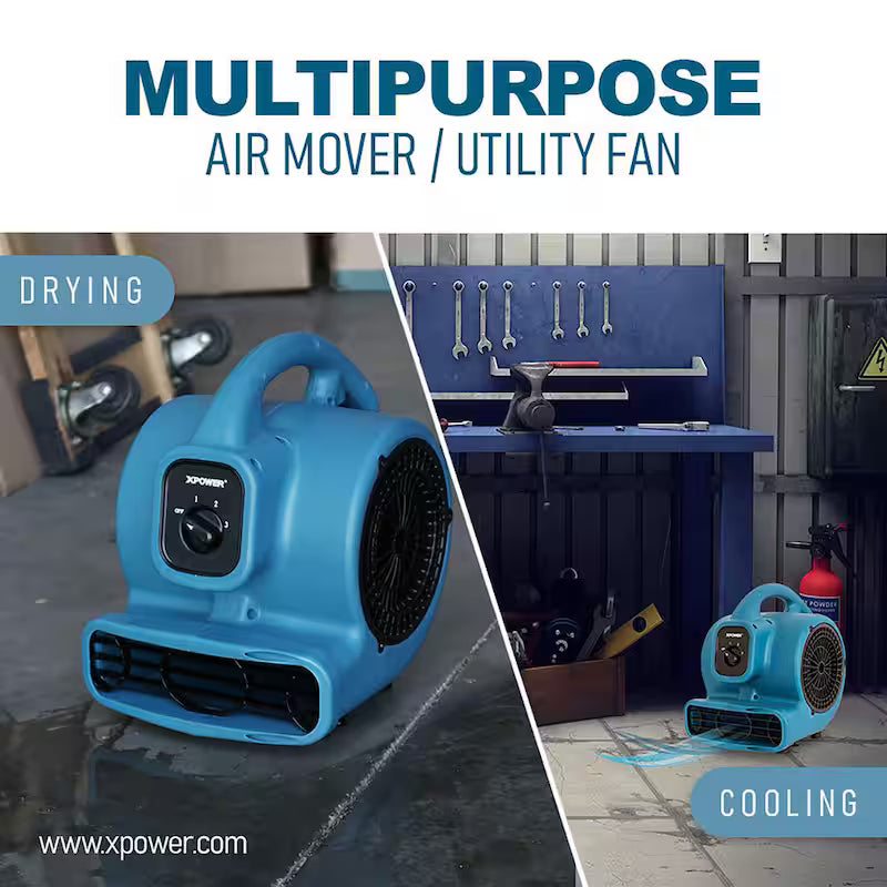 600 CFM 3-Speed Air Mover Utility Blower Fan F5580